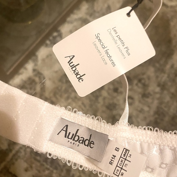 Aubade NWT White 3pc 34 B bra & 2 SM bottoms) leaver lace (most expensive lace) - Picture 5 of 14